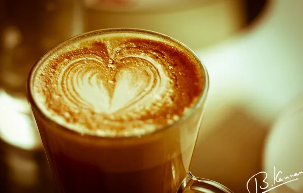Heart, coffee, Cup