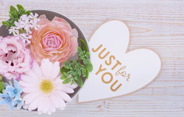 Flowers, Holiday, heart, Valentine's day