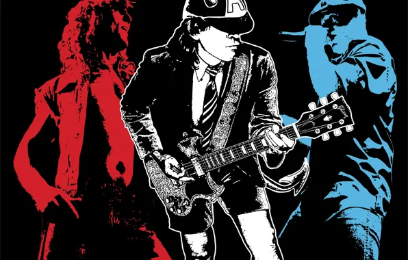Picture white, blue, red, black, rock, AC/DC