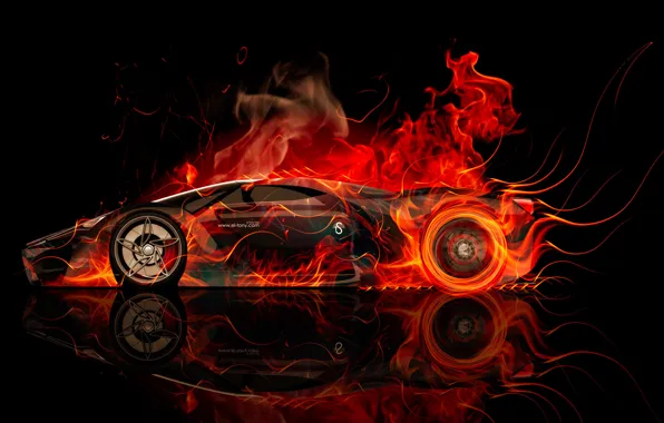 Picture Concept, Auto, Black, Smoke, Fire, Machine, Ferrari, The concept