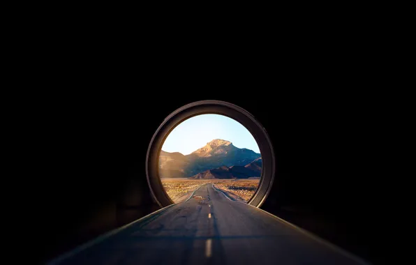 Picture road, landscape, mountain, camera lens