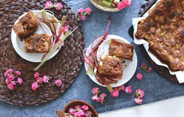 Picture flowers, food, pie, cakes, sweet, rhubarb, Gregory Krysmalsk