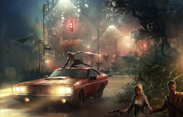 Road, people, lights, car, Fredrikstad Cinema wall poster