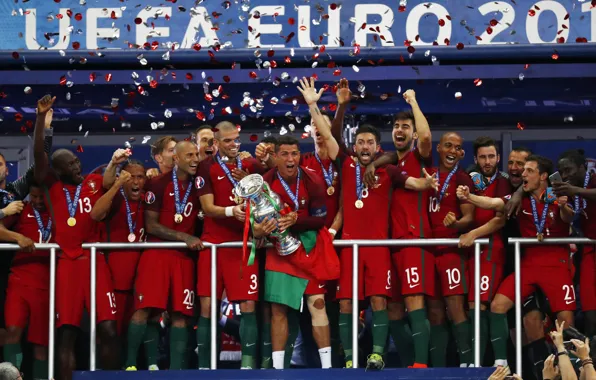 Picture joy, football, victory, sport, back, team, form, Portugal