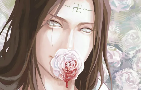 Look, blood, rose, roses, guy, Naruto, Naruto, Neji Hugo