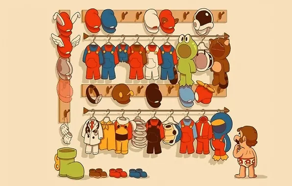 Picture clothing, the game, Mario, closet