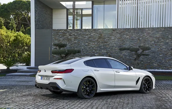 White, coupe, BMW, Gran Coupe, 840i, 8-Series, 2019, the four-door coupe