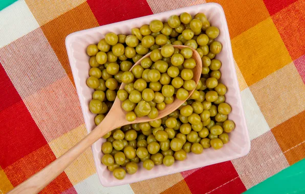 Table, peas, green peas, green peas, young green peas
