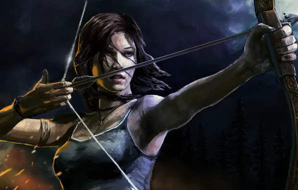 Picture bow, art, arrow, Tomb Raider, Lara Croft, Lara Croft