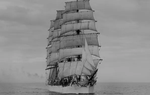 Sea, retro, sailboat, Viking, bark