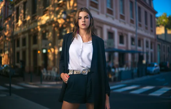 Girl, pose, street, bokeh, Laulea