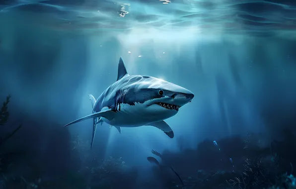 Picture Shark, Teeth, Predator, Underwater world, Digital art, AI art, The Art of Artificial Intelligence, Neural …