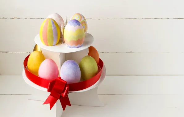 Eggs, Easter, bow, colorful, eggs, bow, easter holidays
