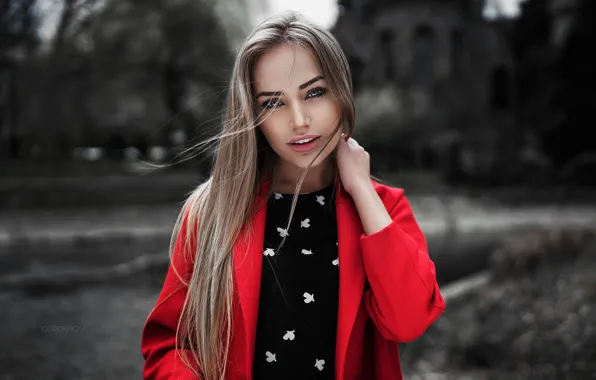 Picture Girl, Red, Model, Beauty, View, Coat, Nice, Mary Jane