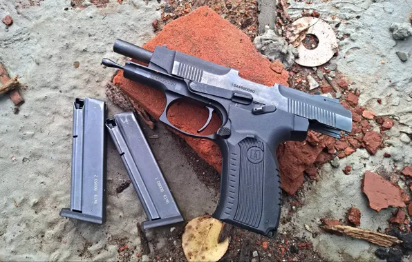 Sand, fragments, gun, brick, arm, clip, clips, Rook