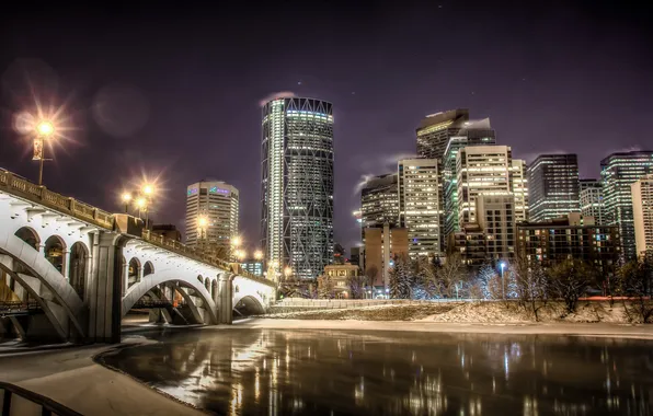 Night, the city, Calgary