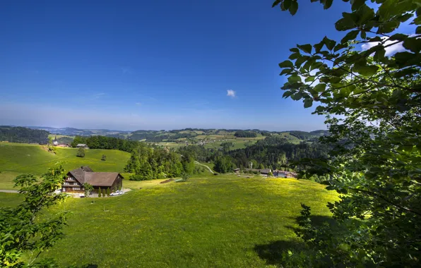 Picture the sky, valley, village