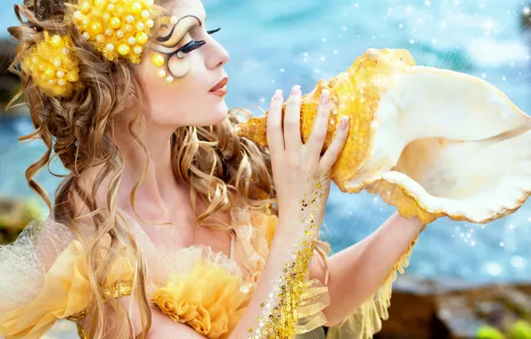 Picture girl, mermaid, shell