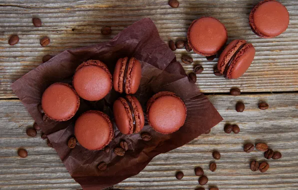Picture the sweetness, cake, coffee beans, macaroon