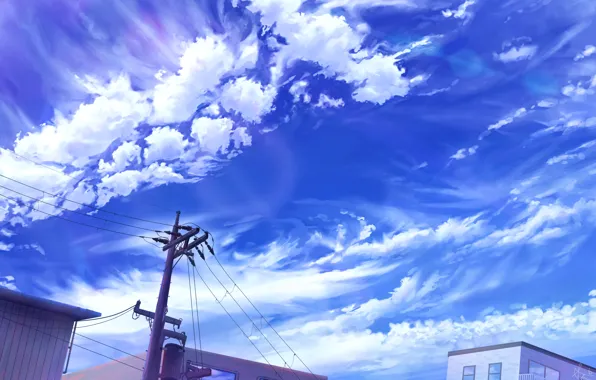 The sky, clouds, post