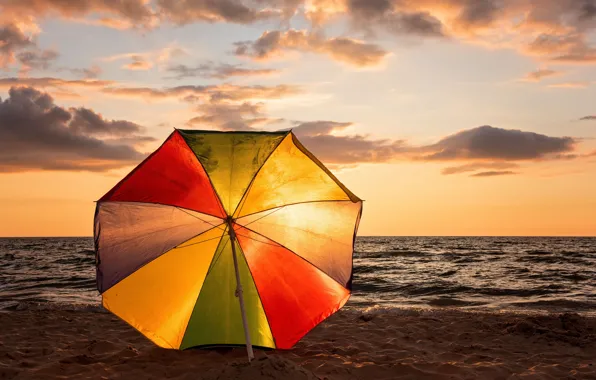Sand, sea, beach, summer, the sky, clouds, light, sunset