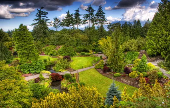 Greens, trees, lawn, treatment, garden, Canada, the bushes, Vancouver