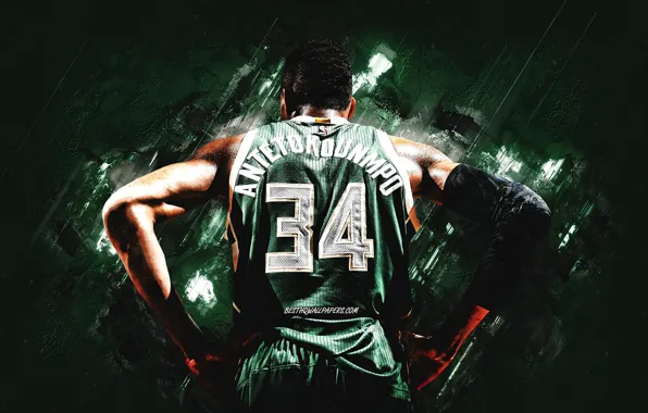 Green, basketball, stone, background, nba, player, greek, giannis antetokounmpo