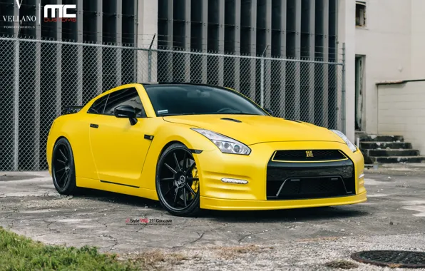 Nissan, yellow, gtr, vellano