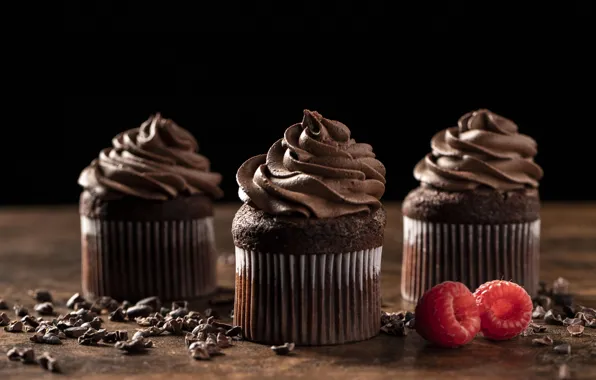 Raspberry, chocolate, cream, dessert, cakes, sweet, cupcakes