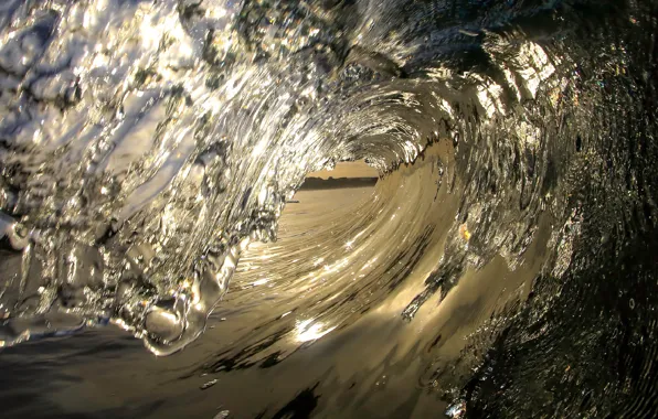 Sea, wave, water, light, lights, sea