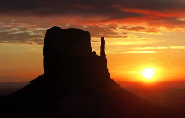 Sunset, nature, canyon, Monument Valley, West Mitten Butte