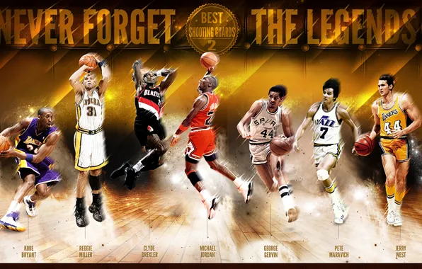 Picture Sport, Basketball, Michael Jordan, NBA, Kobe Bryant, Legends, George Gervin, Jerry West
