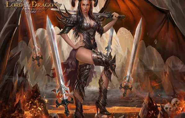 Girl, skull, sword, demoness