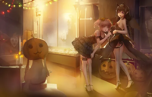 Kawaii, sake, girl, ass, halloween, boobs, breast, anime