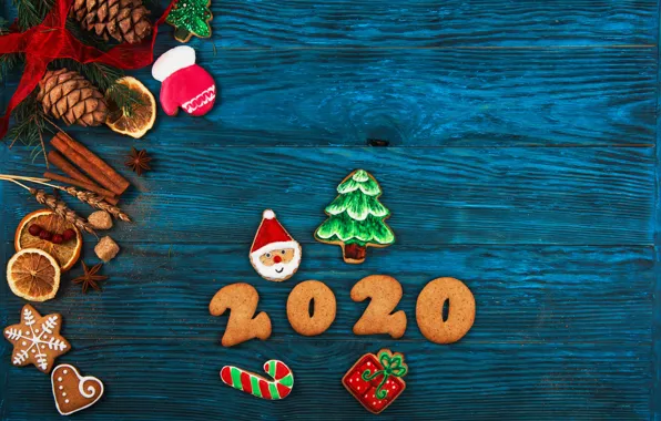 Holiday, New year, composition, spices, gingerbread, 2020