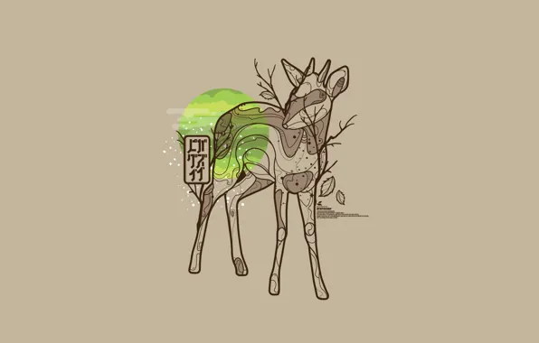 Leaves, the sun, nature, animal, vector, vector, deer, nature