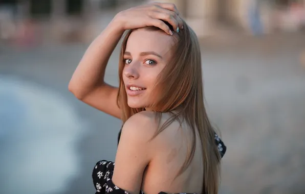 Sea, beach, eyes, look, girl, dawn, Kate, Radoslav Gozun