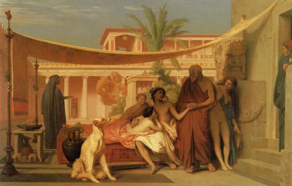 Picture picture, history, mythology, Jean-Leon Gerome, Socrates Finds Alcibiades in the House Aspasia