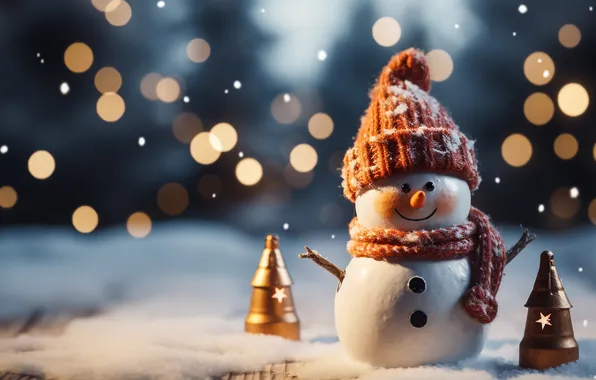 Winter, snow, Christmas, New year, snowman, Christmas, winter, snow