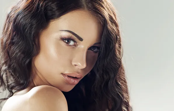 Look, girl, makeup, curls