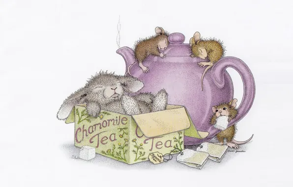 Each, box, mouse, art, Bunny, children's, Ellen Jareckie, kettle. tea. guests