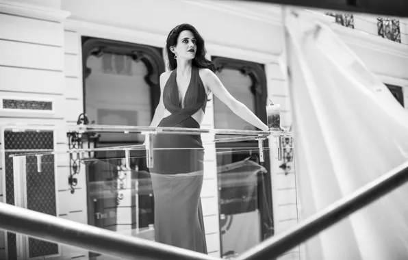 Picture dress, actress, black and white, Eva Green, Eva Green