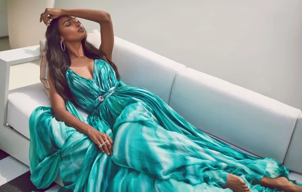 Picture girl, pose, model, hair, dress, brunette, beauty, Jasmine Tookes