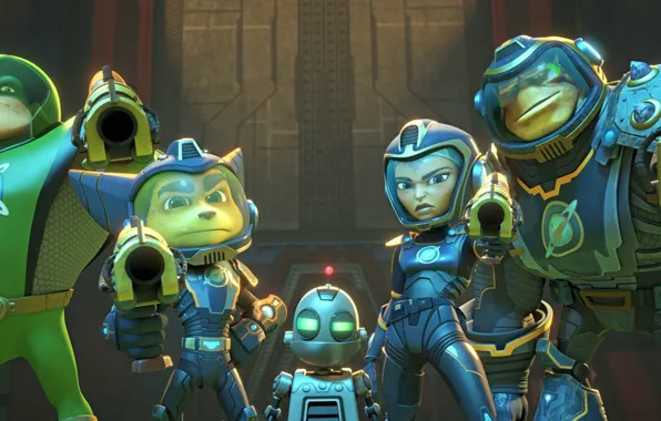 Gun, weapon, hero, animated film, seifuku, protector, animated movie, Ratchet and Clank