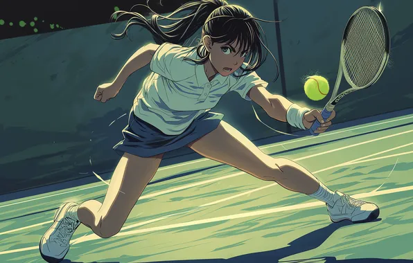 Picture girl, art, tennis, sports