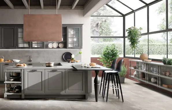 Style, Villa, interior, Italy, kitchen, dining room, dining area, Italian design