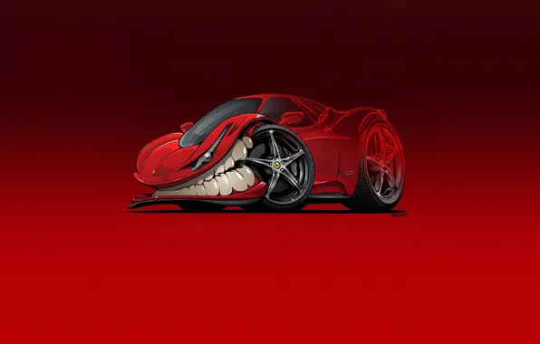 Auto, Minimalism, Machine, Teeth, Background, Ferrari, Car, Art