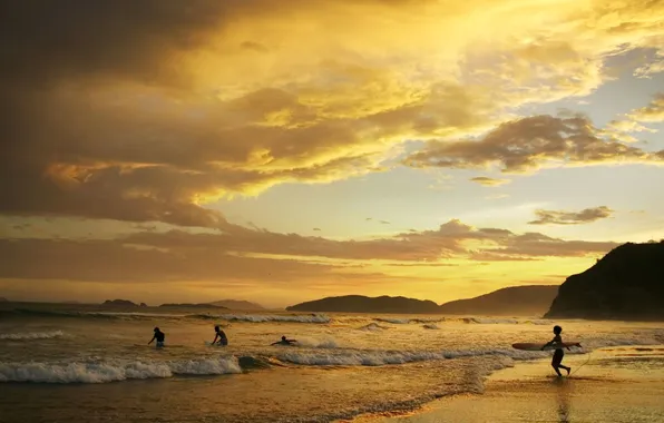 Sea, wave, mountains, surfing, Brazil, Geriba Beach, Buzios