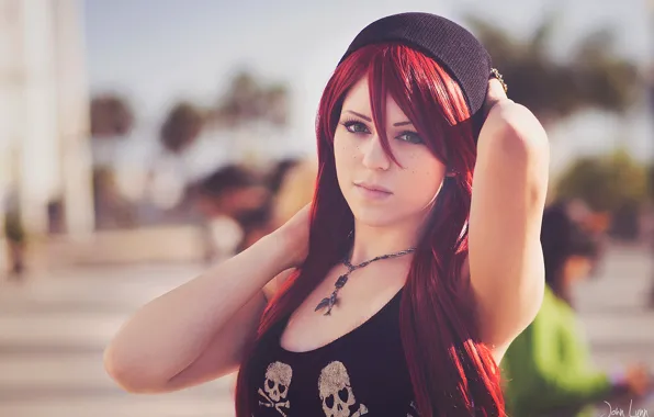 Girl, face, beauty, red, nicolette