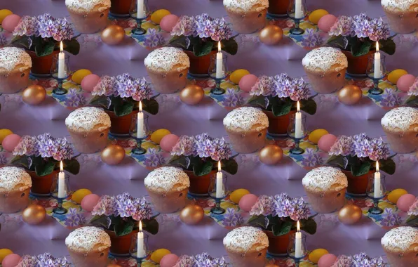 Picture flowers, background, holiday, candle, texture, Easter, cake, Easter